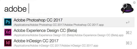 screenshot of the Alfred application launcher in use